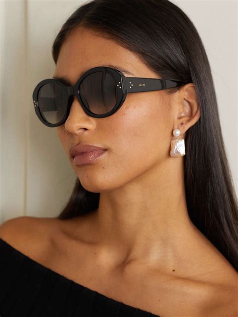 celine round frame acetate sunglasses|CELINE EYEWEAR Round.